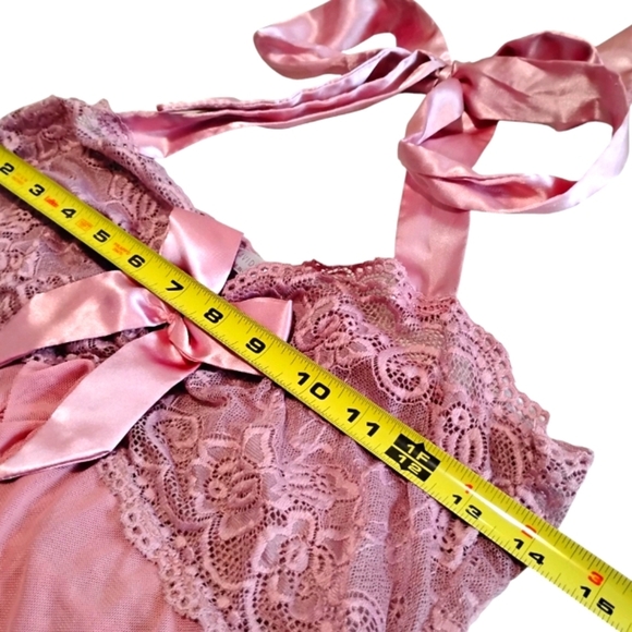 AVIDLOVE | Pink Lace Barbiecore Babydoll Lingerie | Satin Bow Sheer Nightyfairy - Picture 7 of 10
